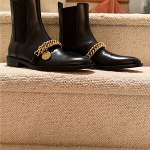 Givenchy Black Ankle Boots with Gold Chain Accent
